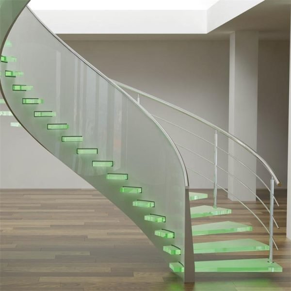12mm clear curved tempered durable safety staircase glass for modern interiors customizable size