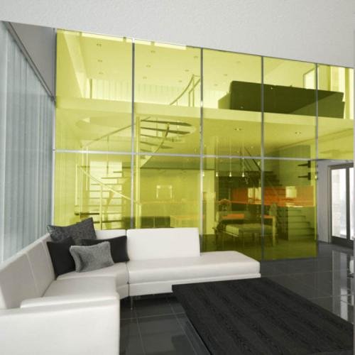 Gold color tinted glass for interior partition