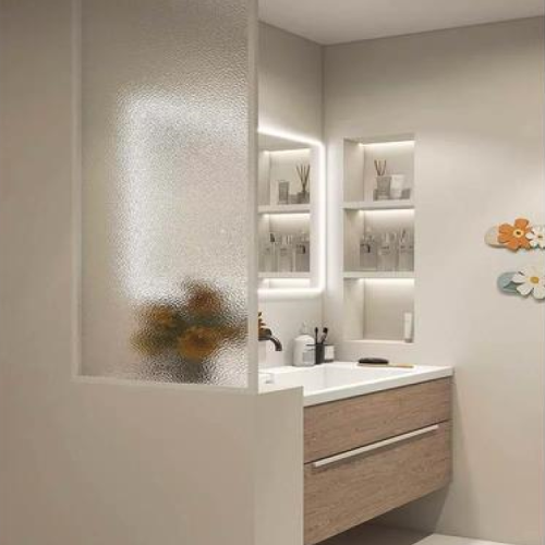 BTG nashiji patterned glass for washing partition